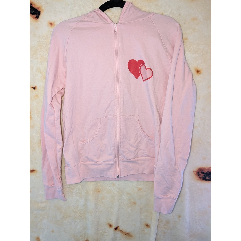 American Apparel Grease Hoodie Womens Large Pink Movie Musical Zip Up Sweatshirt
